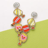 Seed Beaded Pickleball Paddle Link Dropdown Dangle Earrings - Madeline Love - Flyclothing LLC
