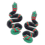 Seed Beaded Snake Earrings - Madeline Love - Flyclothing LLC
