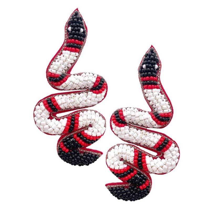 Seed Beaded Snake Earrings - Madeline Love - Flyclothing LLC