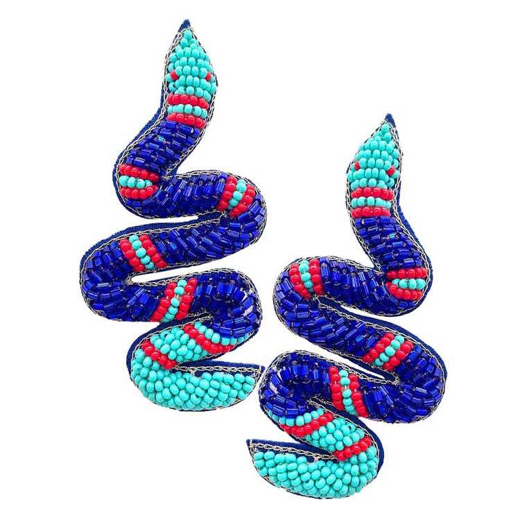 Seed Beaded Snake Earrings - Madeline Love - Flyclothing LLC
