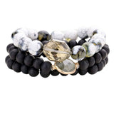 Semi Precious Wood Beaded Layered Bracelets - Madeline Love - Flyclothing LLC