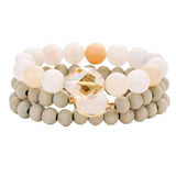 Semi Precious Wood Beaded Layered Bracelets - Madeline Love - Flyclothing LLC