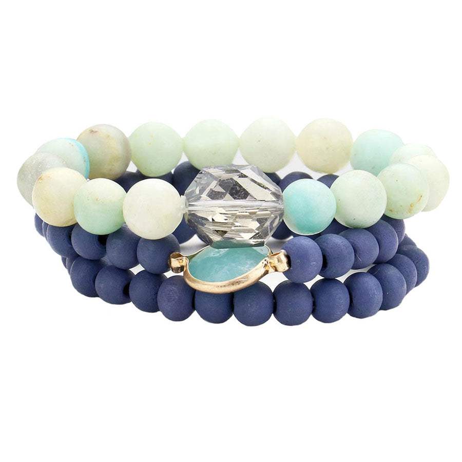 Semi Precious Wood Beaded Layered Bracelets - Madeline Love - Flyclothing LLC