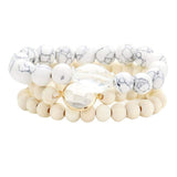 Semi Precious Wood Beaded Layered Bracelets - Madeline Love - Flyclothing LLC