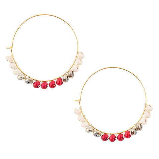 Sepia Red Hoop Earrings - Barse Jewelry - Flyclothing LLC