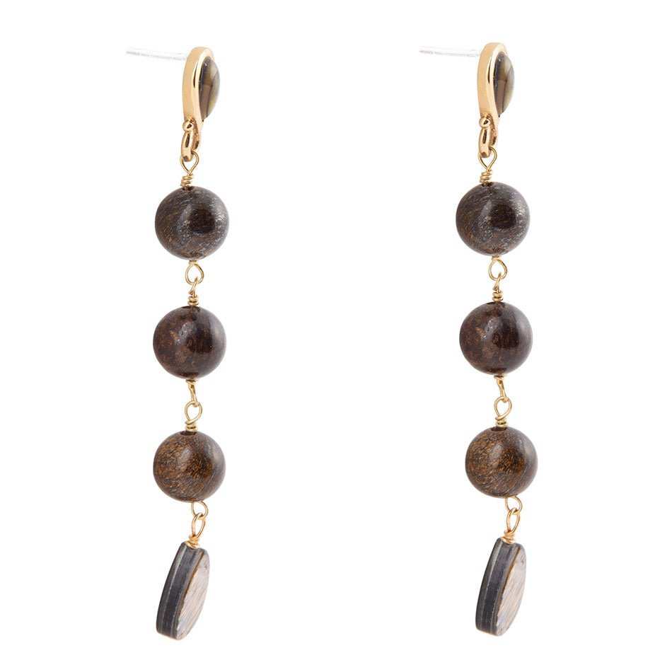 Sepia Sea Blue Abalone Post Golden Drop Earrings - Barse Jewelry - Flyclothing LLC