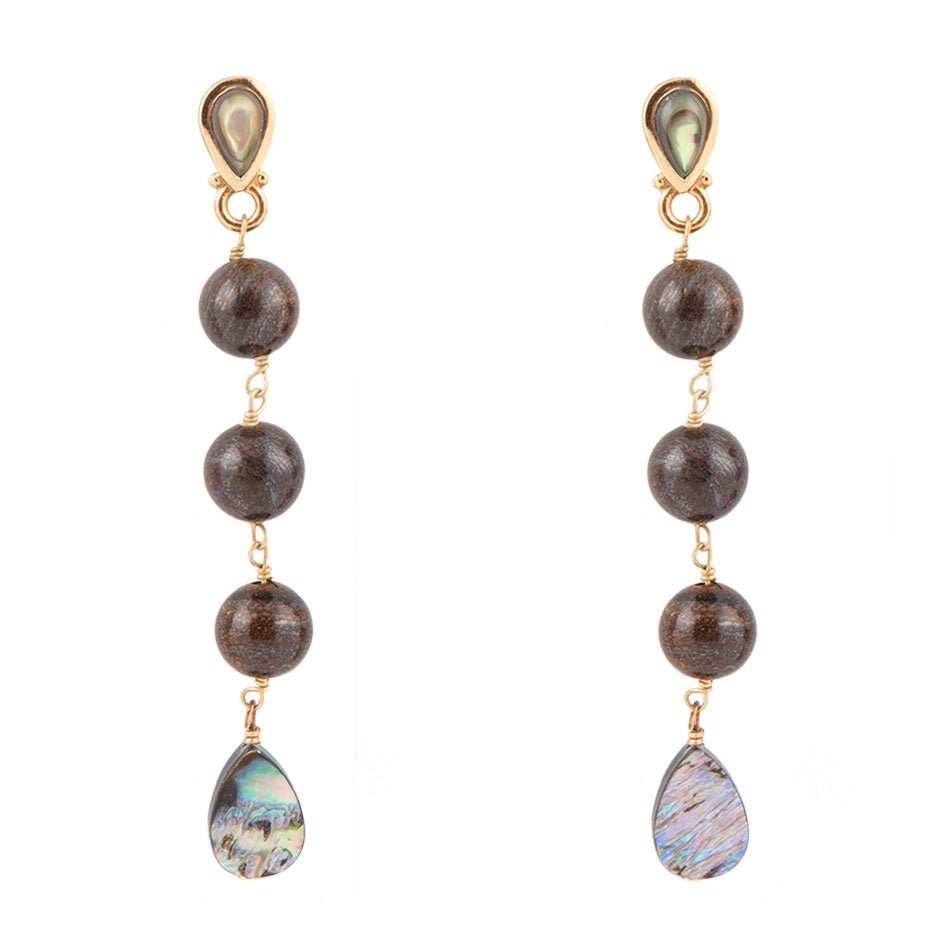 Sepia Sea Blue Abalone Post Golden Drop Earrings - Barse Jewelry - Flyclothing LLC
