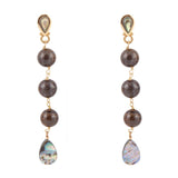 Sepia Sea Blue Abalone Post Golden Drop Earrings - Barse Jewelry