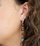 Sepia Sea Blue Abalone Post Golden Drop Earrings - Barse Jewelry