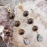 Sepia Sea Blue Abalone Post Golden Drop Earrings - Barse Jewelry