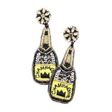 Sequin Beaded Embellished Crown Champagne Earrings - Madeline Love - Flyclothing LLC