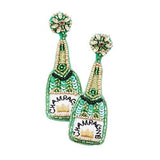 Sequin Beaded Embellished Crown Champagne Earrings - Madeline Love - Flyclothing LLC