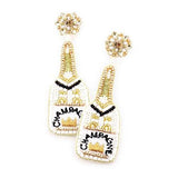 Sequin Beaded Embellished Crown Champagne Earrings - Madeline Love - Flyclothing LLC