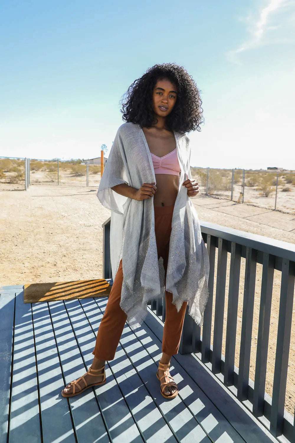 Sequin Frayed Kimono - Boho Clothing and Accessories - Flyclothing LLC