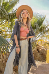 Sequin Frayed Kimono - Boho Clothing and Accessories - Flyclothing LLC