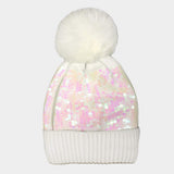Sequin Embellished Pom Pom Beanie Hat - Madeline Love - Flyclothing LLC