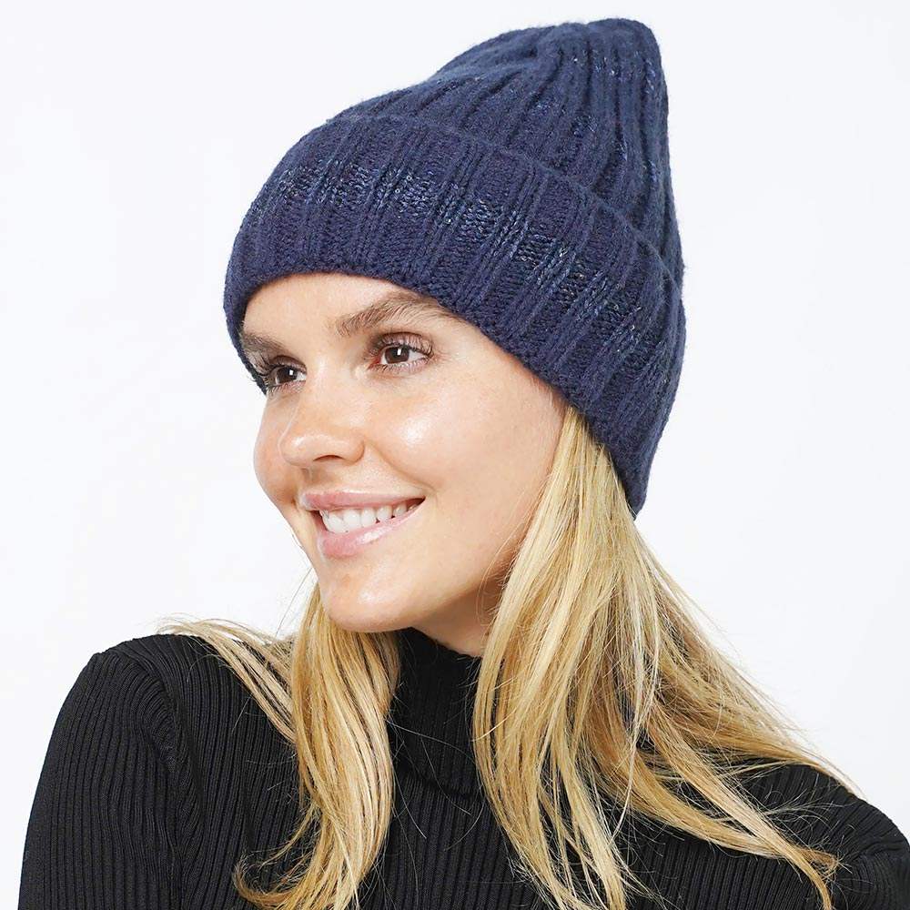 Sequin Stripe Knit Beanie Hat - Madeline Love - Flyclothing LLC