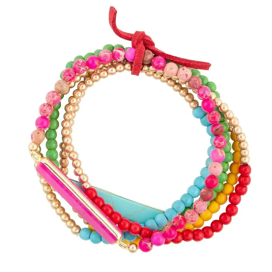 Serape Multi Stone Stretch Bracelet Set - Barse Jewelry - Flyclothing LLC