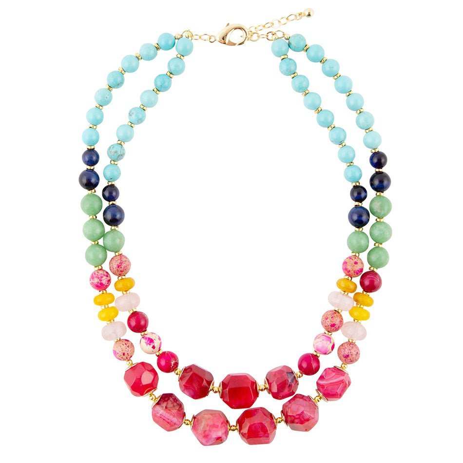 Colorful Serape Multi Stone Statement Necklace - Barse Jewelry - Flyclothing LLC