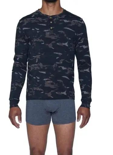 Wood Underwear forest camo long sleeve henley - Wood Underwear