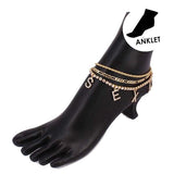 "Sexy" Rhinestone Embellish Charm Metal Chain Layer Anklets - Madeline Love - Flyclothing LLC