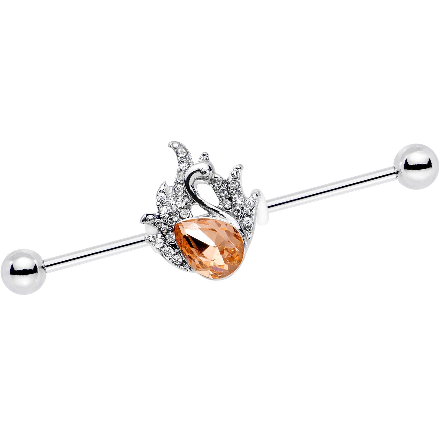 Orange Gem Queen Swan Pretty Feather Industrial Barbell 38mm - BodyCandy - Flyclothing LLC