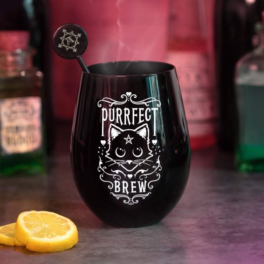 Purrfect Brew Stemless Glass - Alchemy of England - Flyclothing LLC