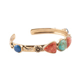 Shades of Multi Stone Golden Cuff Bracelet - Barse Jewelry