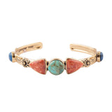 Shades of Multi Stone Golden Cuff Bracelet - Barse Jewelry