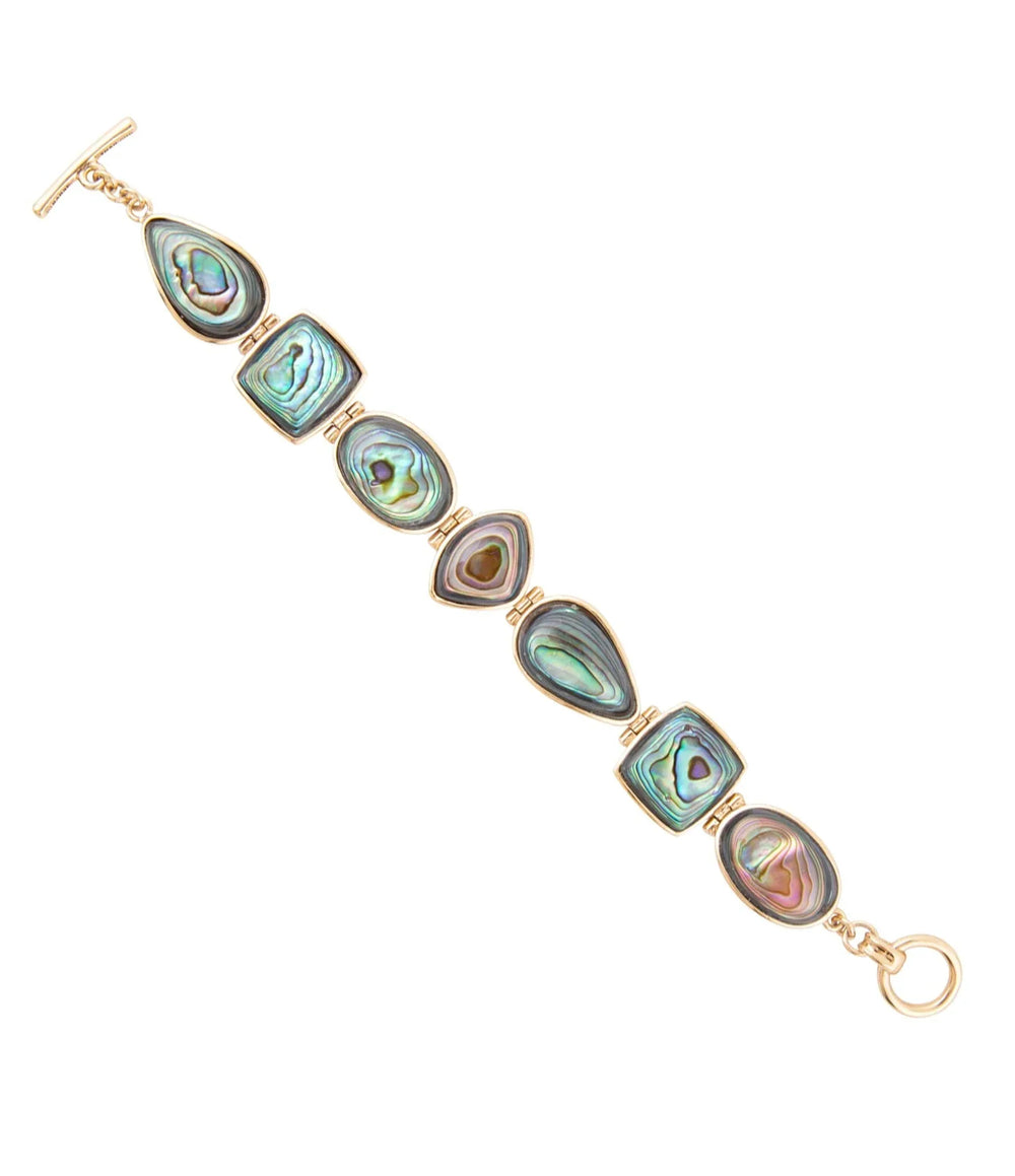 Shapes of Blue and Green Abalone Golden Link Bracelet - Barse Jewelry - Flyclothing LLC