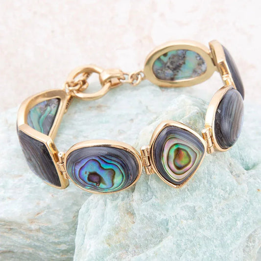 Shapes of Blue and Green Abalone Golden Link Bracelet - Barse Jewelry - Flyclothing LLC