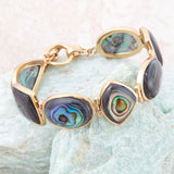 Shapes of Blue and Green Abalone Golden Link Bracelet - Barse Jewelry - Flyclothing LLC