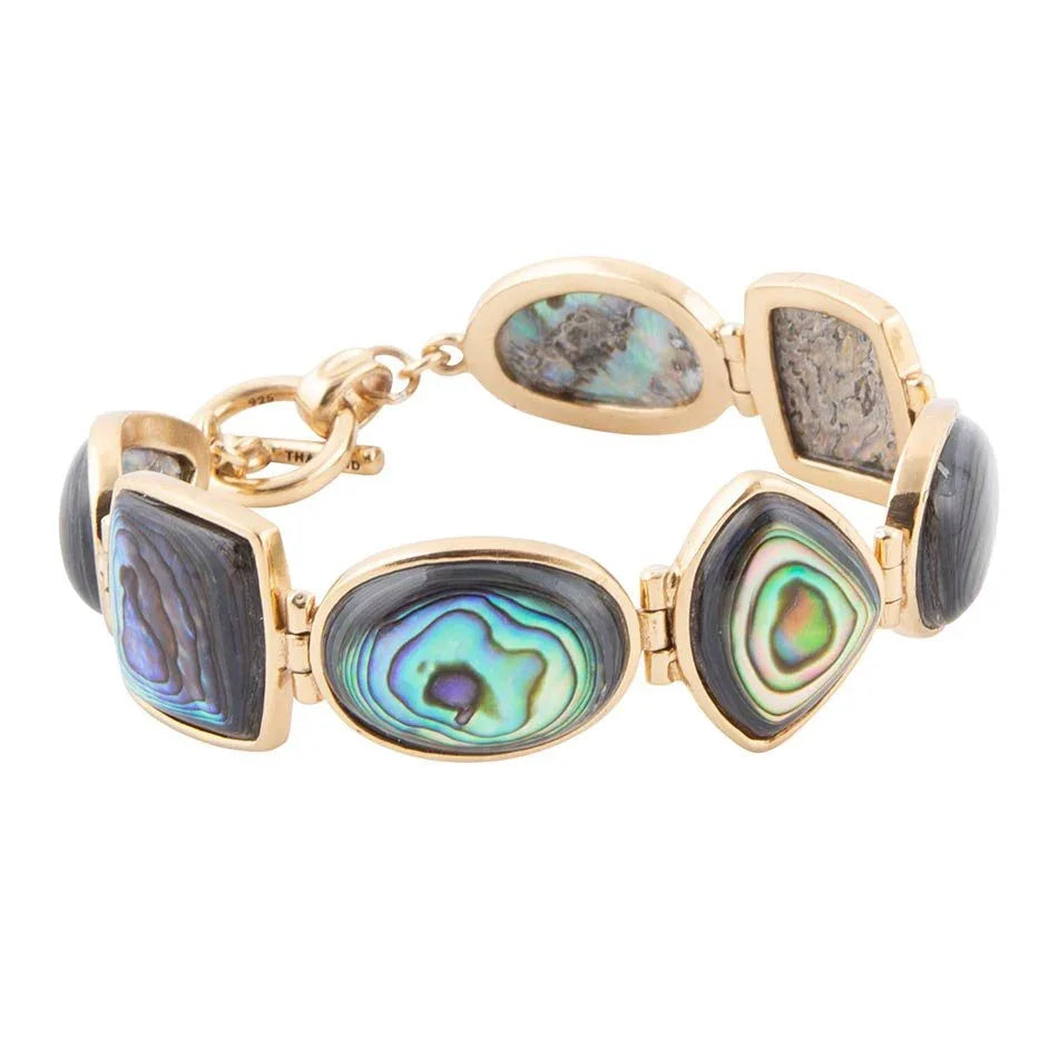 Shapes of Blue and Green Abalone Golden Link Bracelet - Barse Jewelry - Flyclothing LLC