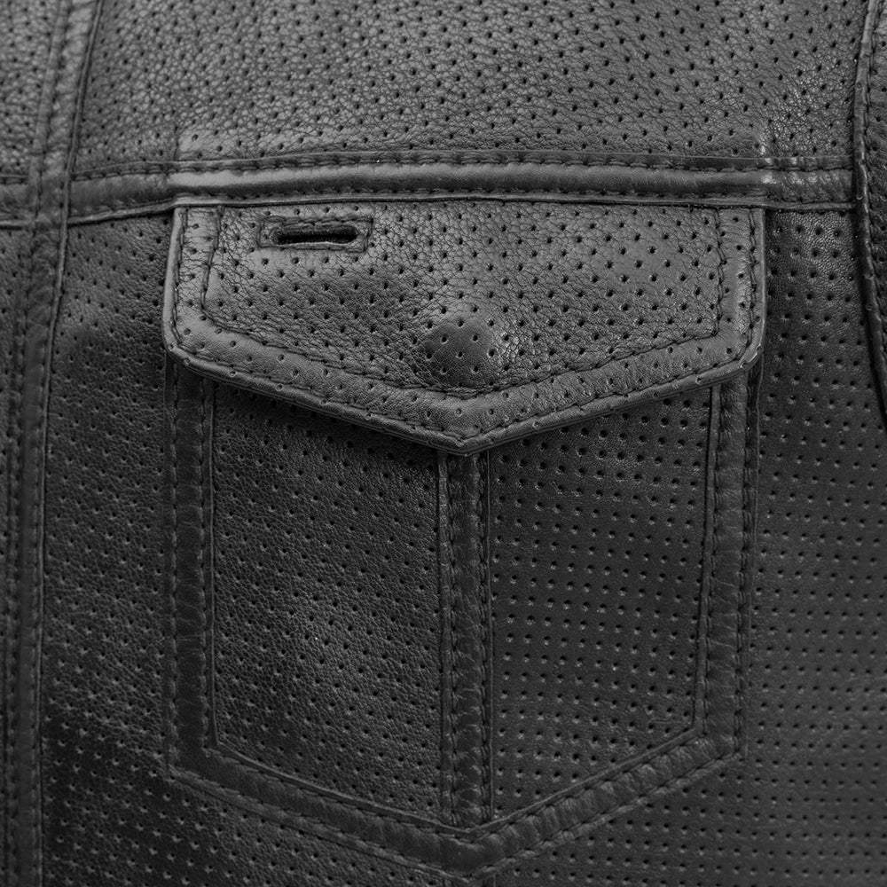 Sharp Shooter Perforated Men's Motorcycle Leather Vest - First Manufacturing Company - Flyclothing LLC
