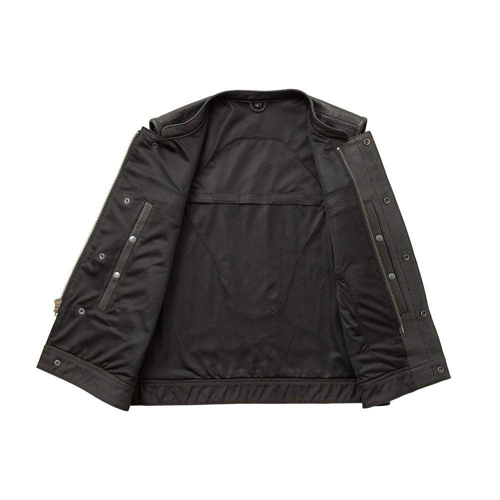 Sharp Shooter Perforated Men's Motorcycle Leather Vest - First Manufacturing Company - Flyclothing LLC