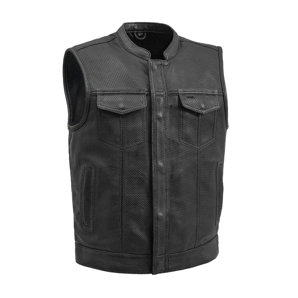 Sharp Shooter Perforated Men's Motorcycle Leather Vest - First Manufacturing Company - Flyclothing LLC