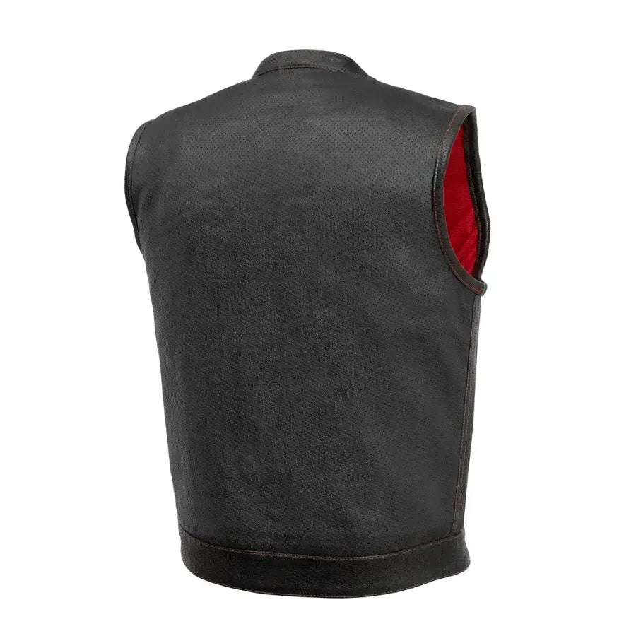 Sharp Shooter Perforated Men's Motorcycle Leather Vest - First Manufacturing Company - Flyclothing LLC