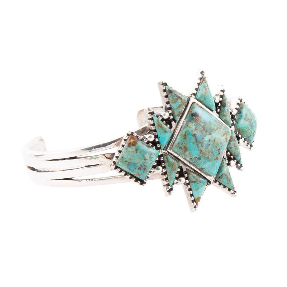 Sharp Blue Turquoise and Sterling Silver Cuff Bracelet - Barse Jewelry