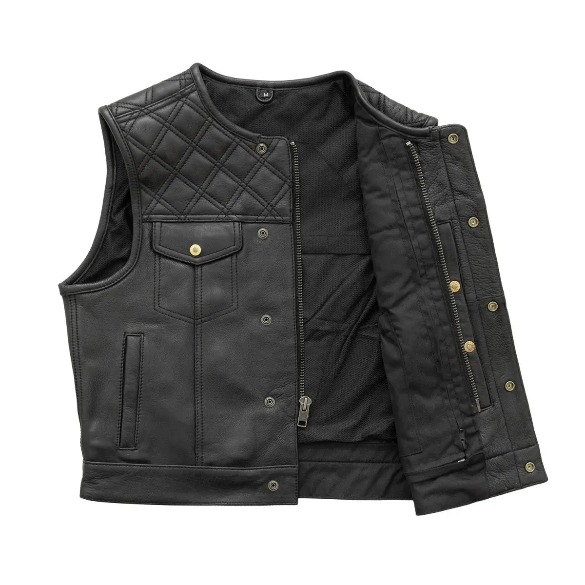 Shell Shock Men's Motorcycle Leather Vest (limited edition) - First Manufacturing Company - Flyclothing LLC