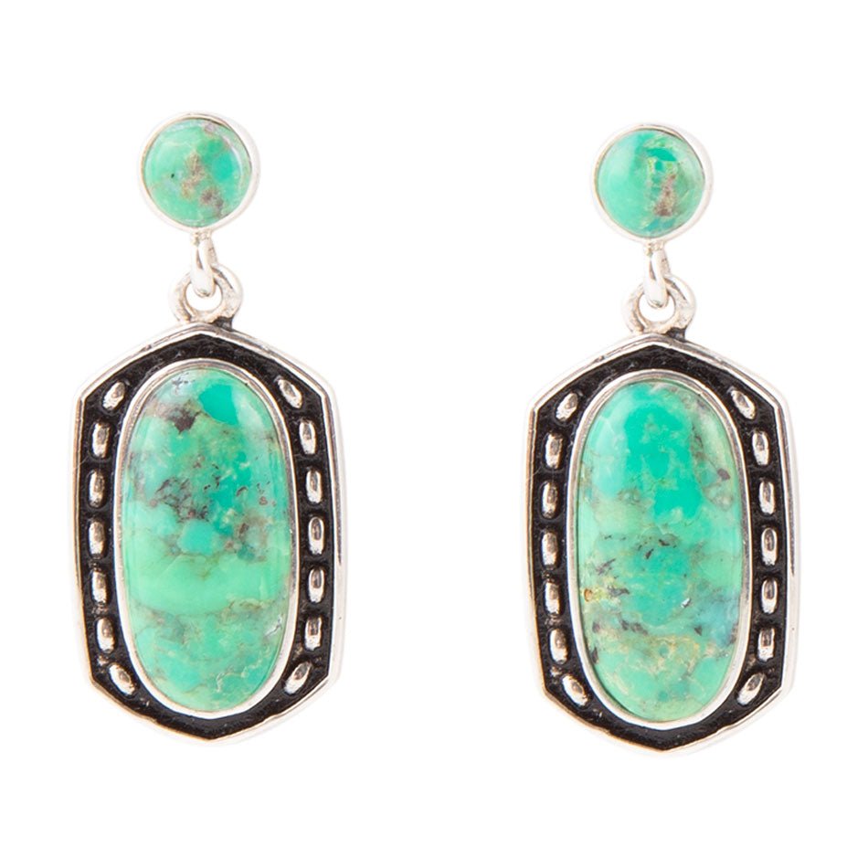 Shielded Lime Turquoise and Sterling Silver Earrings - Barse Jewelry