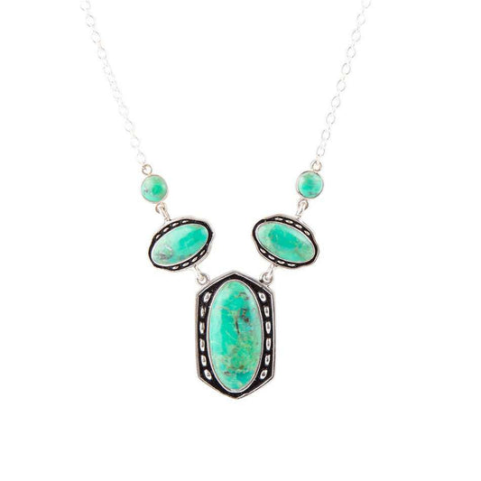 Shielded Lime Greeen Turquoise and Sterling SIlver Necklace - Barse Jewelry - Flyclothing LLC