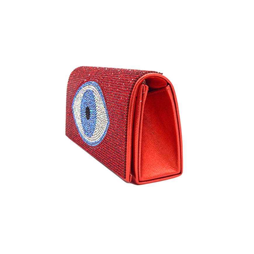 Shimmery Evil Eye Evening Clutch Crossbody Bag - Madeline Love - Flyclothing LLC