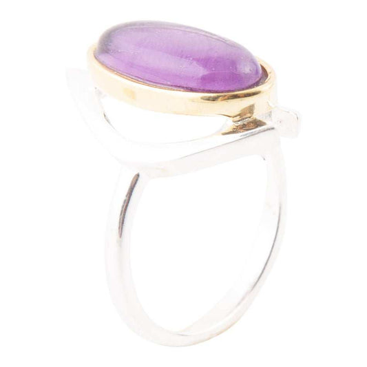 Shine Bright Purple Amethyst Sterling Silver and Gold Ring - Barse Jewelry - Flyclothing LLC