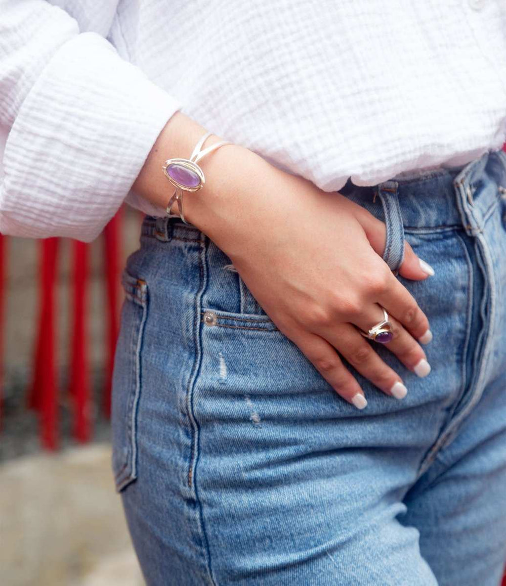 Shine Bright Purple Amethyst Sterling Silver and Gold Ring - Barse Jewelry - Flyclothing LLC