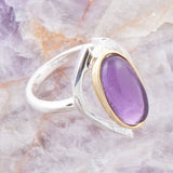 Shine Bright Purple Amethyst Sterling Silver and Gold Ring - Barse Jewelry
