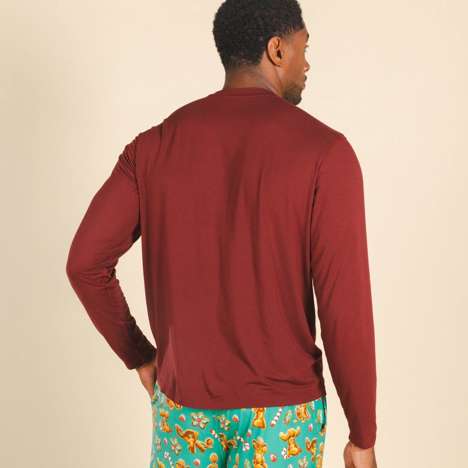 The Sommelier | Burgundy SleepDeep™ Men’s Long Sleeve Pajama Shirt - Shinesty