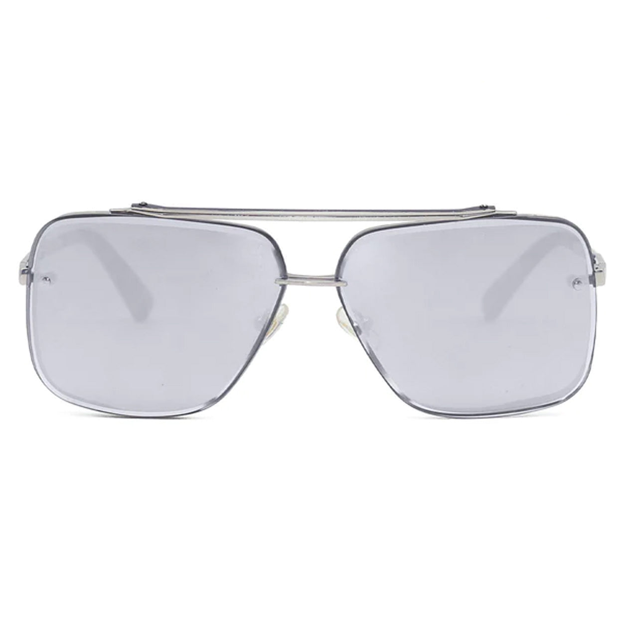 Bella -Tangle Free- Chrome Silver Oversized Squared Aviators - TopFoxx - Flyclothing LLC