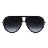 Ivy Luxe - Black Tangle-Free Round Aviator Sunglasses - TopFoxx - Flyclothing LLC