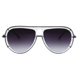 Ivy Luxe - Clear Black Tangle-Free Round Aviator Sunglasses - TopFoxx - Flyclothing LLC