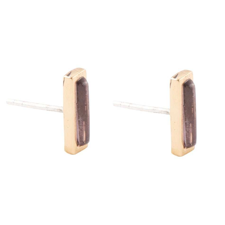 Short Linear Amethyst and Bronze Stud - Barse Jewelry - Flyclothing LLC